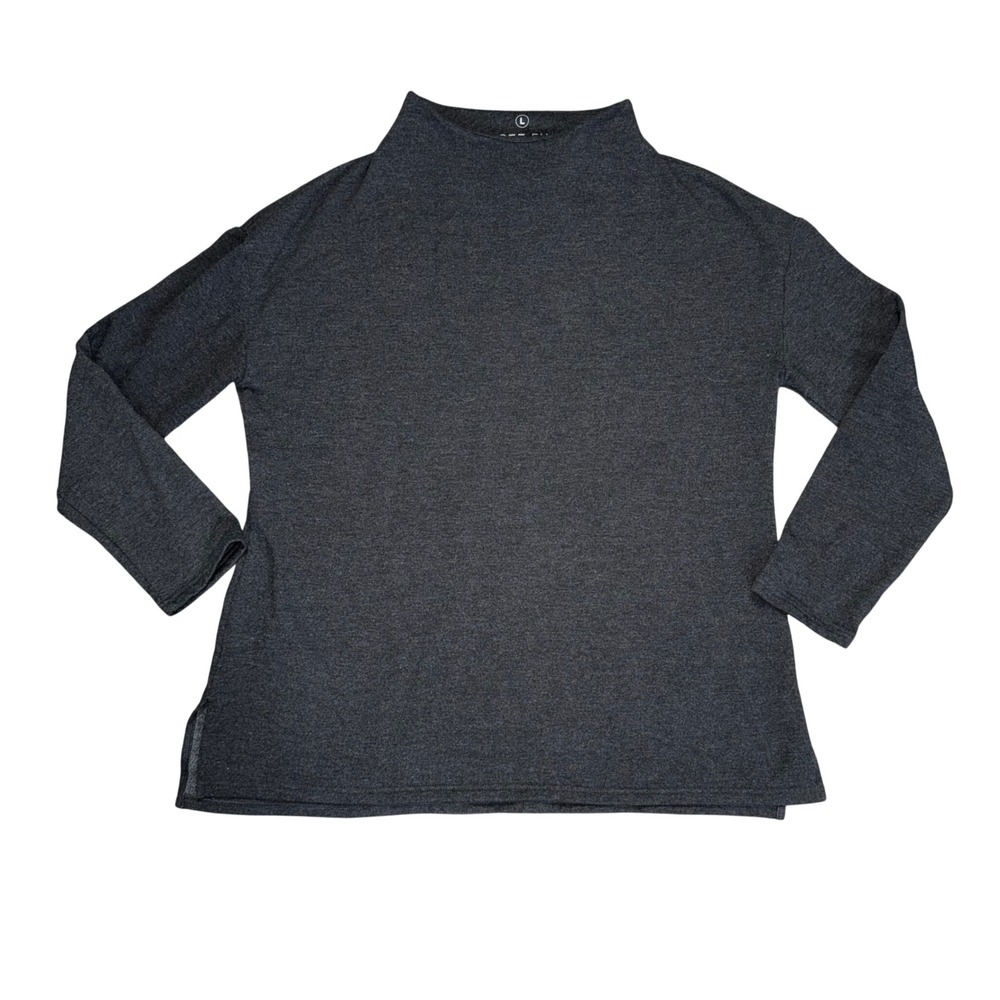 Free Fly Mock Neck Pullover Women Large Charcoal Gray Excellent Bamboo Fleece